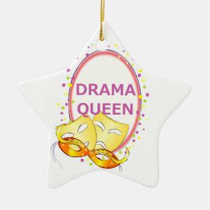 Drama Queen Theatre Masks Comedy Tragedy Ceramic Tree Decoration