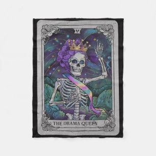 Drama Skeleton Queen Tarot Card Gothic Witchy Hall Fleece Blanket