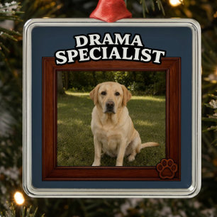 Drama Specialist Custom Funny Dog Photo Christmas Metal Tree Decoration