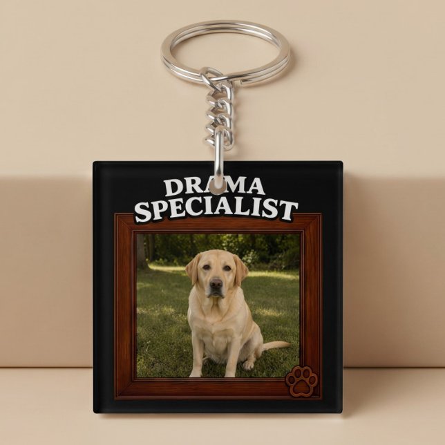 Drama Specialist Custom Funny Dog Photo Key Ring (Creator Uploaded)