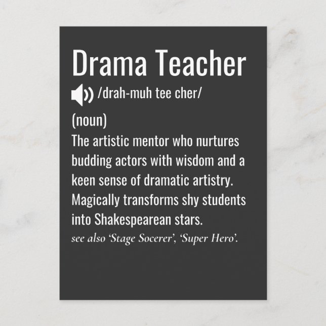 Drama Teacher  Postcard (Front)