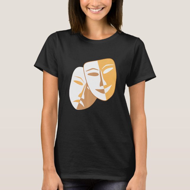 Drama Theatre Masks Comedy and Tragedy T-Shirt (Front)