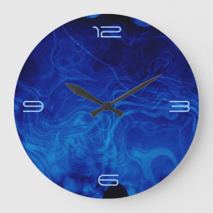 Dramatic Abstract Pattern Electric Blue Large Clock
