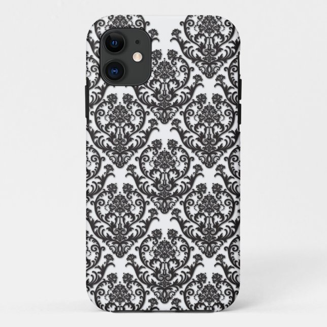 Dramatic Black Damask Pattern Case-Mate iPhone Case (Back)