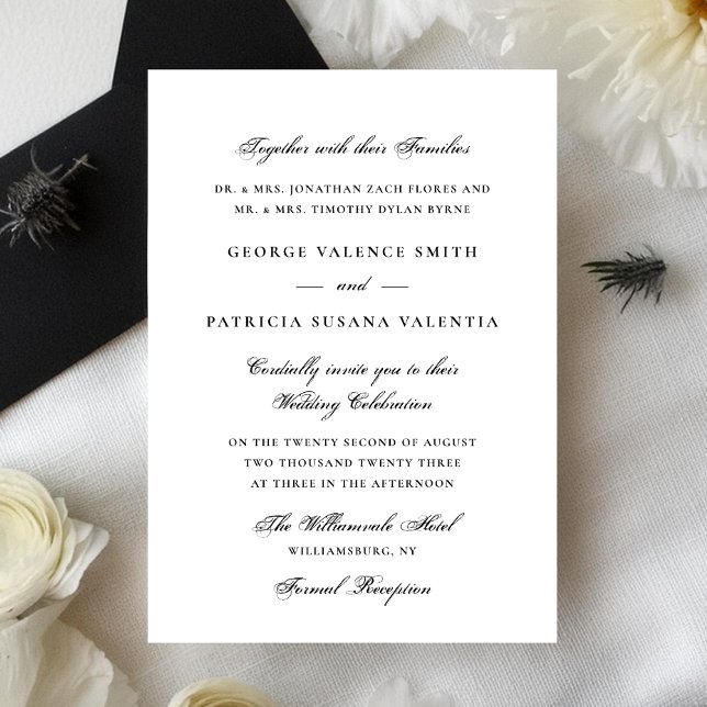 Dramatic Black Formal Calligraphy Elegant Wedding Invitation (Creator Uploaded)