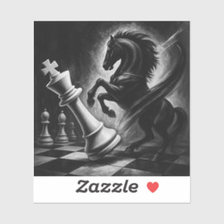 Dramatic Black Horse vs. King – Bold Chess Artwork