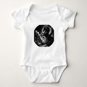 Dramatic Black Horse vs. King – Bold Chess Artwork Baby Bodysuit