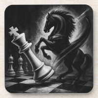 Dramatic Black Horse vs. King – Bold Chess Artwork