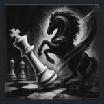 Dramatic Black Horse vs. King – Bold Chess Artwork Photo Print<br><div class="desc">This striking black-and-white design captures the tension of a high-stakes chess battle. A powerful black horse rears triumphantly, symbolising strength and strategy as it topples the king on a classic chequered board. Perfect for chess enthusiasts, art lovers, and anyone who appreciates bold, dramatic imagery. Ideal for posters, apparel, home decor,...</div>
