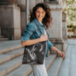 Dramatic Black Horse vs. King – Bold Chess Artwork Tote Bag<br><div class="desc">This striking black-and-white design captures the tension of a high-stakes chess battle. A powerful black horse rears triumphantly, symbolising strength and strategy as it topples the king on a classic chequered board. Perfect for chess enthusiasts, art lovers, and anyone who appreciates bold, dramatic imagery. Ideal for posters, apparel, home decor,...</div>