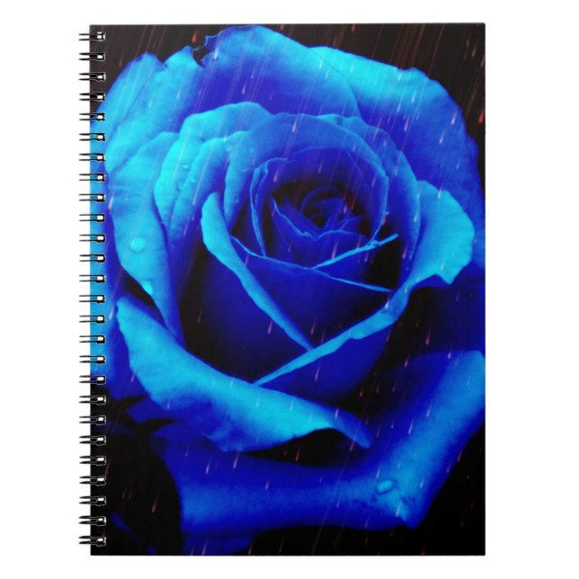 Dramatic Blue Rose Spiral Notebook (Front)