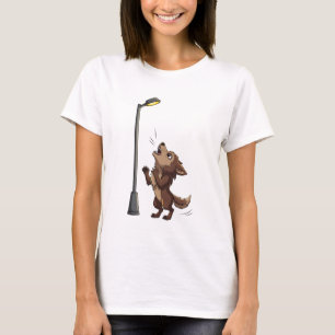 Dramatic Brown Wolf Howling at a Glowing Street T-Shirt