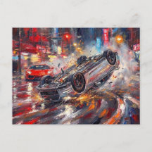 Dramatic Car Crash Neon City Art #1