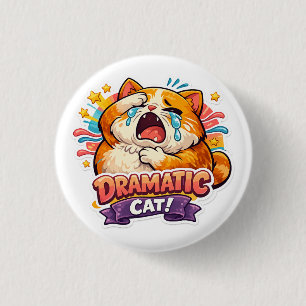 Dramatic Cat Funny Crying Cartoon Art Reaction 3 Cm Round Badge
