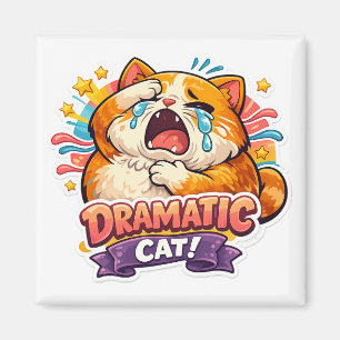 Dramatic Cat Funny Crying Cartoon Art Reaction Magnet