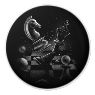 Dramatic Chess Monochrom Ceramic Knob