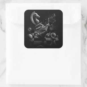 Dramatic Chess Monochrom Square Sticker