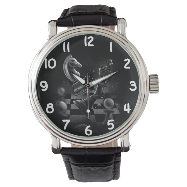 Dramatic Chess Monochrom Watch (Front)