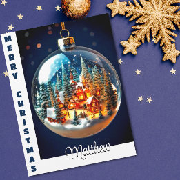 Dramatic Christmas scenery in a transparent bauble Card