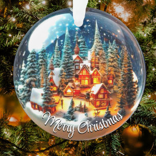 Dramatic Christmas scenery in a transparent bauble Ornament