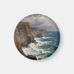 Dramatic Coastal Cliffs Crashing Waves Seascape Magnet