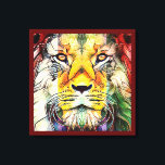 Dramatic Colourful Lion Creative Wildlife Pop Art Canvas Print<br><div class="desc">A personal favourite of mine is this colourful creative wildlife lion portrait done in a cool pop art digital style. He is stately and cute at the same time... he knows he is king of beasts but he looks like a big sweet kitty cat. He is golden with red green...</div>