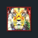 Dramatic Colourful Lion Creative Wildlife Pop Art Canvas Print<br><div class="desc">A personal favourite of mine is this colourful creative wildlife lion portrait done in a cool pop art digital style. He is stately and cute at the same time... he knows he is king of beasts but he looks like a big sweet kitty cat. He is golden with red green...</div>