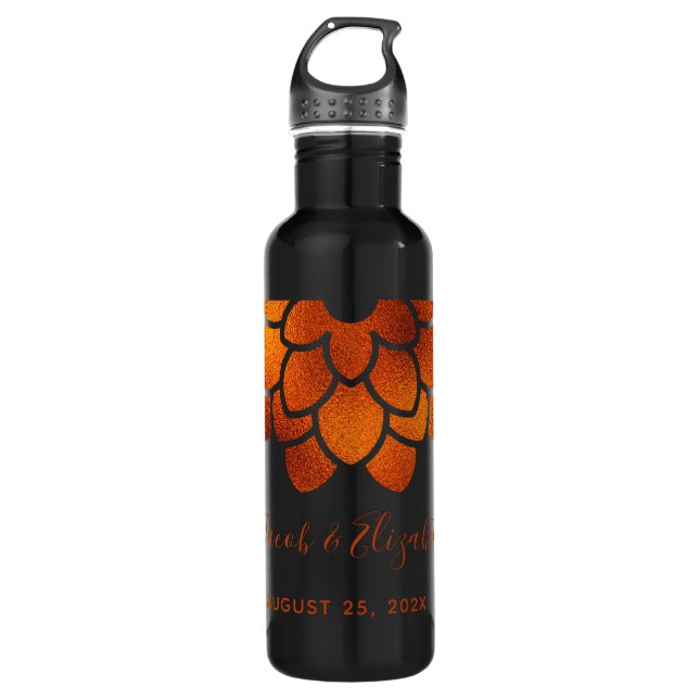 Dramatic Copper Flower on Black Wedding  710 Ml Water Bottle (Front)