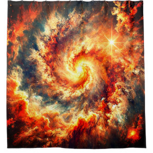Dramatic Cosmic Fire Vortex Shower Curtain