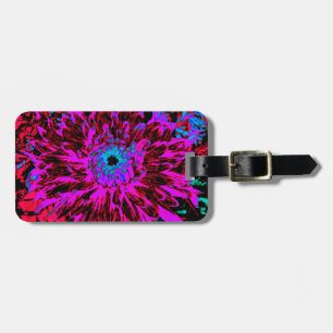 Dramatic Crimson Red, Purple and Black Dahlia Luggage Tag
