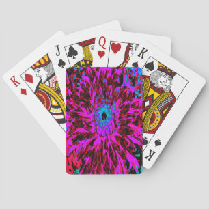 Dramatic Crimson Red, Purple and Black Dahlia Playing Cards