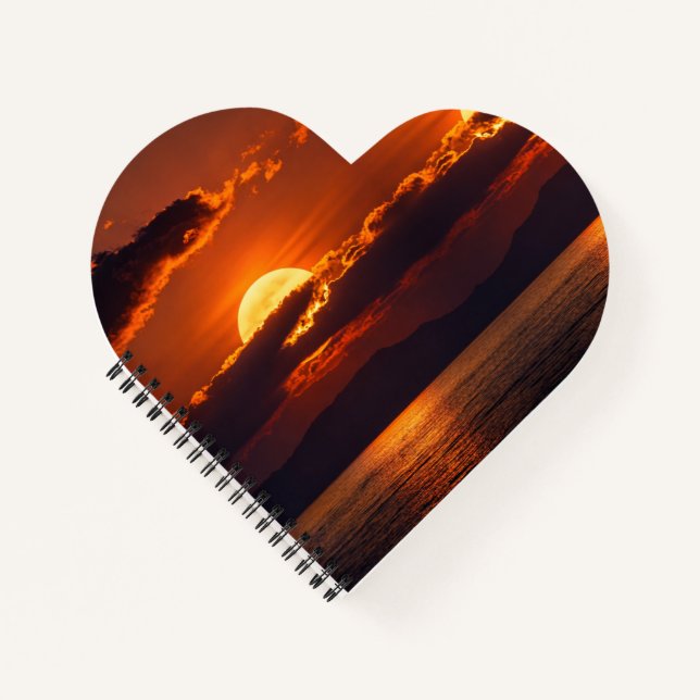 Dramatic Crimson Sunset and Ocean  Notebook (Front)