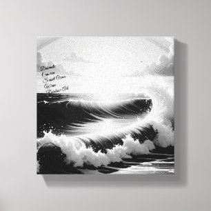 Dramatic Crimson Sunset Ocean Wave Rainbow Art Canvas Print