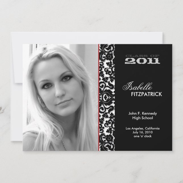 Dramatic Damask 2011 Graduation Announcement (Front)