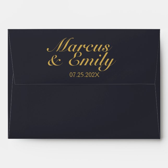 Dramatic Dark Blue & Antique Gold   Envelope (Back (Top Flap))