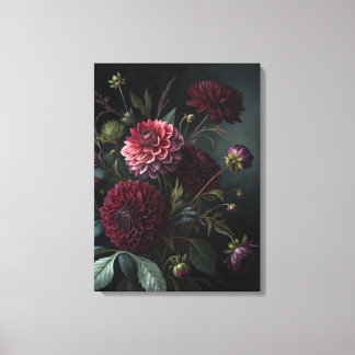 Dramatic Dark Dahlia Print | Moody Burgundy Floral