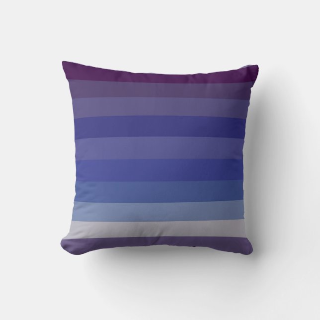 Dramatic Deep Blue & Burgundy Gradient Stripe Patt Cushion (Front)