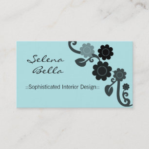 Dramatic Elegance Floral Business Card, Turquoise Card