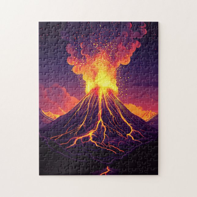 Dramatic Erupting Volcano Art Jigsaw Puzzle (Vertical)