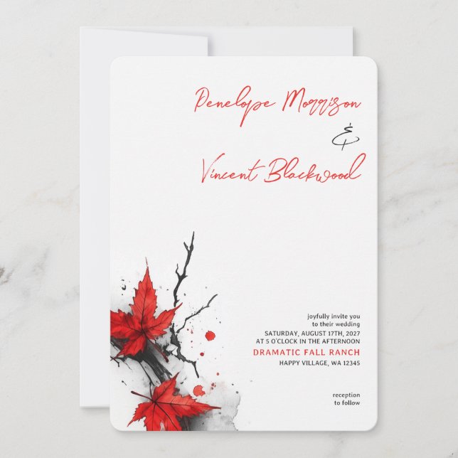 Dramatic Fall Wedding Invitation (Front)