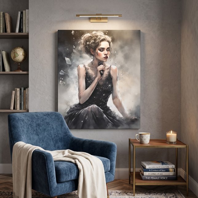 Dramatic Female Singer Portrait Canvas Print (Creator Uploaded)