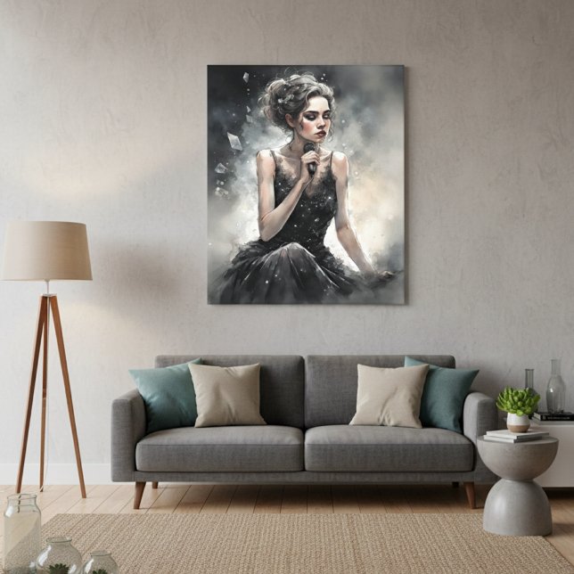 Dramatic Female Singer Portrait Canvas Print (Creator Uploaded)
