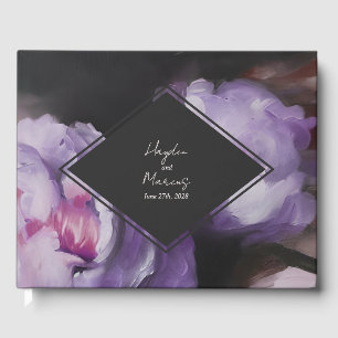 Dramatic Floral Botanical Purple Wedding Guest Book