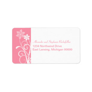 Dramatic Floral Swirls Address Labels, Pink Label