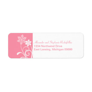 Dramatic Floral Swirls Return Address Labels, Pink