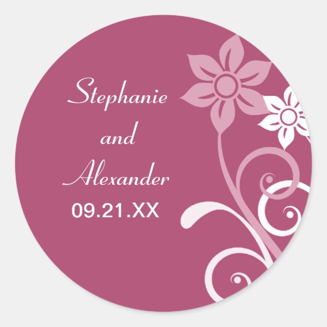 Dramatic Floral Swirls Wedding Stickers (Front)