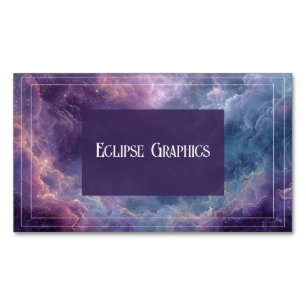 Dramatic Galaxy Nebula Violet Turquoise Magnetic Business Card