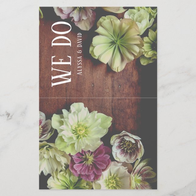 DRAMATIC Garden Hellebore Wedding Program (Front)