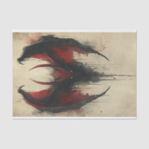 Dramatic Gothic Dragon in black and red Tissue Paper