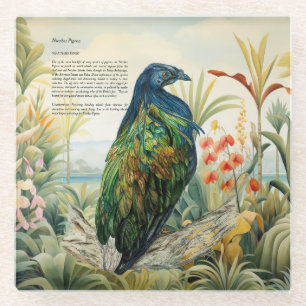 Dramatic Hand-Painted Nicobar Pigeon Glass Coaster